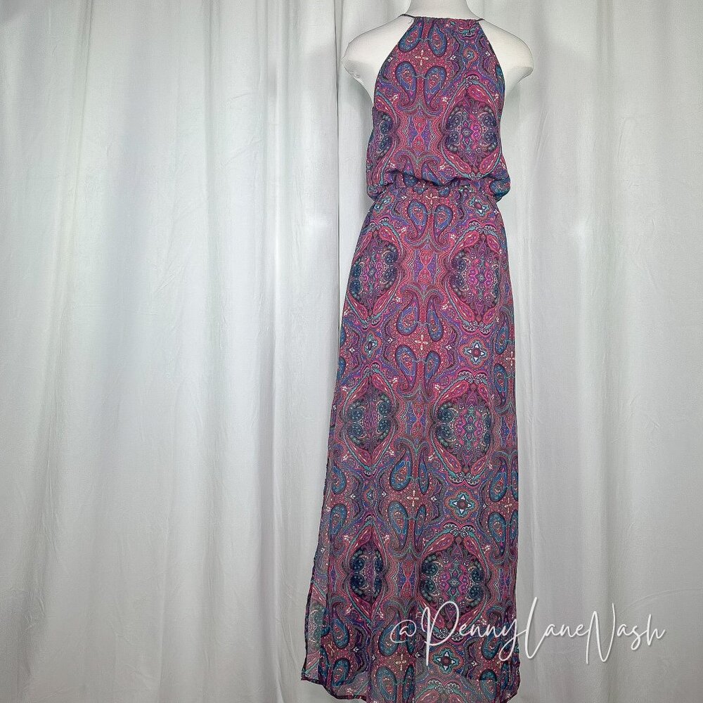 L8ter Paisley Blouson Halter Maxi Dress - Picture 6 of 11